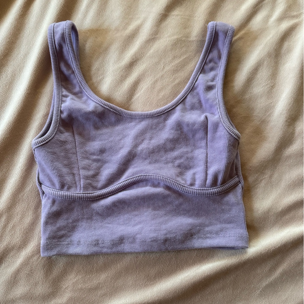 Signature Lilac Ribbed Crop Top